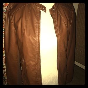 Express women’s chocolate faux leather jacket L